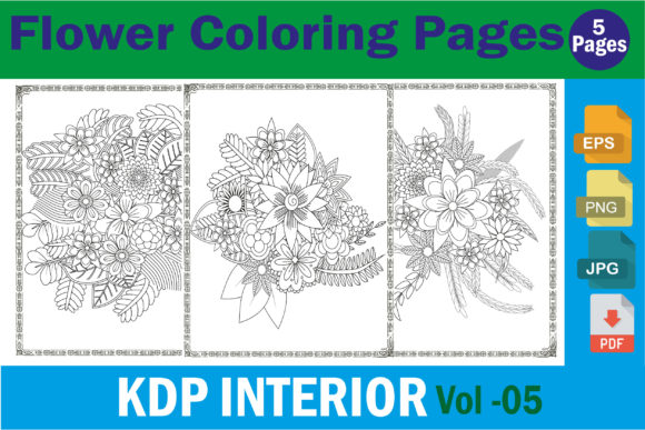 Download Flowers Adult Coloring Pages KDP (Vol-5) - Coloring pages kdp Collection