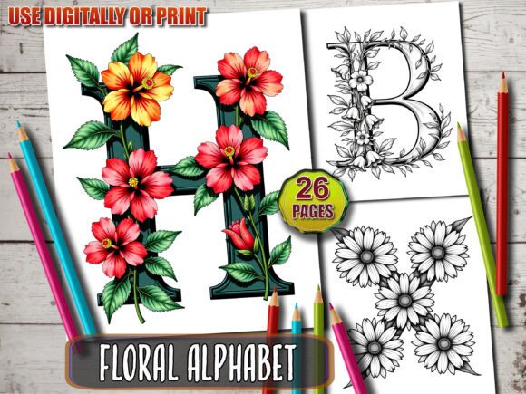 Download Floral Alphabet Coloring Pages a–Z - Premium Resources
