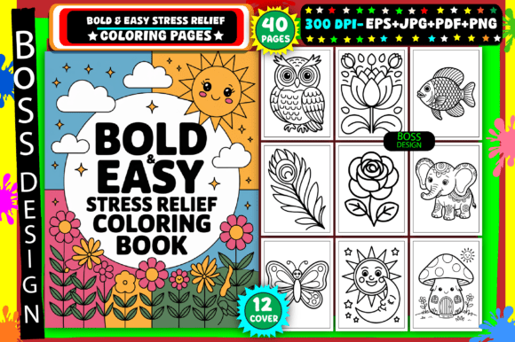 Download Bold &amp; Easy Stress Relief Coloring Pages - Stress relief Collection