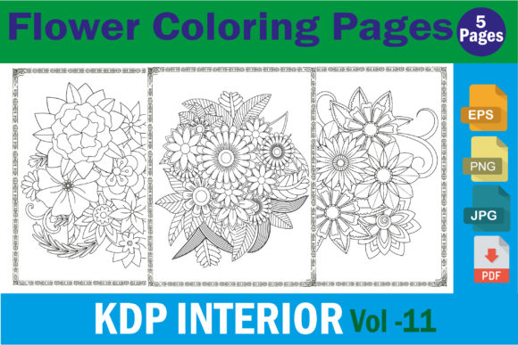 Download Floral Coloring Pages KDP ( Vol - 11 ) - Coloring pages kdp Collection