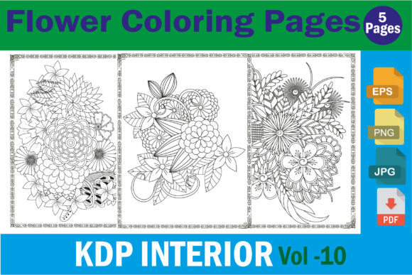 Download Floral Coloring Pages KDP ( Vol - 10 ) - Coloring pages kdp Collection