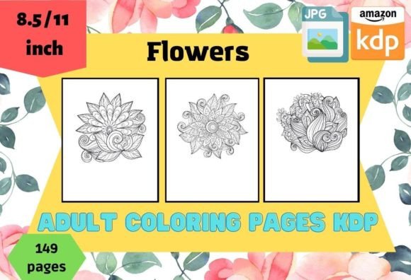 Download Flowers Adult Coloring Pages KDP - Coloring pages kdp Collection